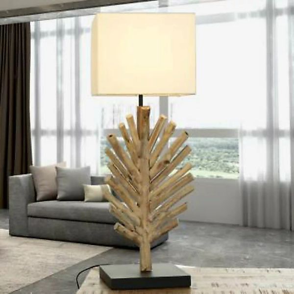 Tischlampe Treibholz Stoff 69 cm Nachttisch Wohnzimmer günstig online kaufen