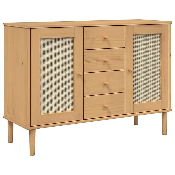 vidaXL Sideboard SENJA Rattan-Optik Braun 112x40x80 cm Kiefernholz 358025 günstig online kaufen