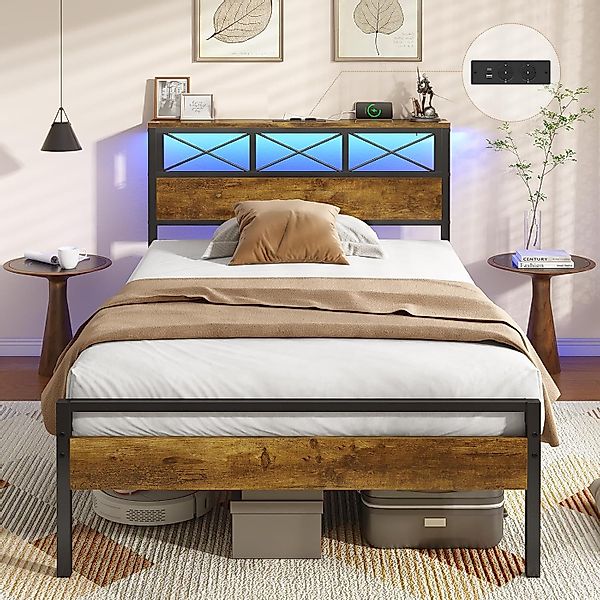 MSMASK Metallbett Bettgestell mit LED Beleuchtung günstig online kaufen