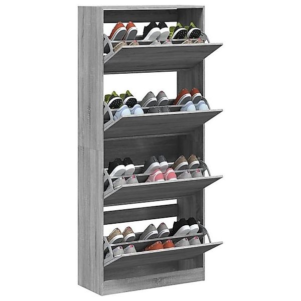 vidaXL Schuhschrank Schuhschrank mit 4 Klappen Grau Sonoma 80x34x187,5 cm günstig online kaufen