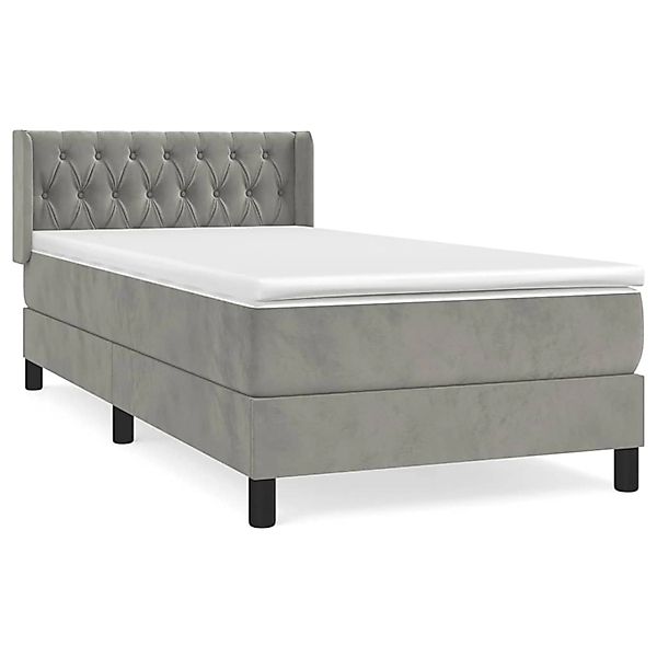 Vidaxl Boxspringbett Mit Matratze Hellgrau 100x200 Cm Samt günstig online kaufen