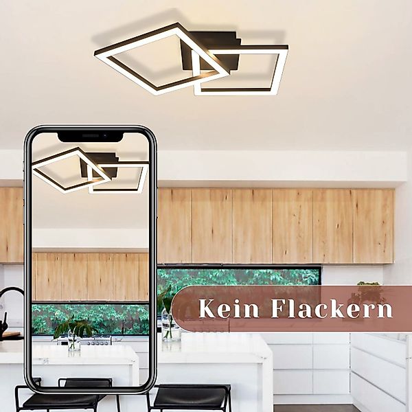 Nettlife LED Deckenleuchte Küche Schwarz Eckig günstig online kaufen