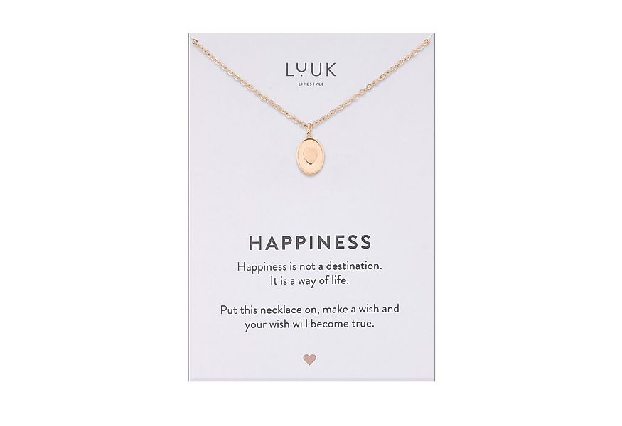 LUUK LIFESTYLE Kette mit Anhänger Herz Medallion, mit HAPPINESS Spruchkarte günstig online kaufen