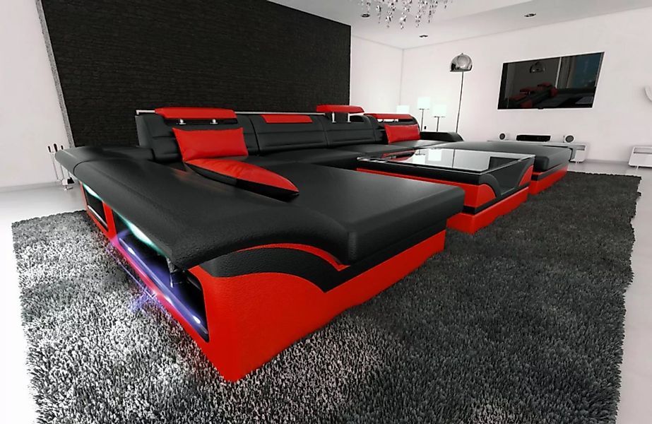 Sofa Dreams Wohnlandschaft Leder Sofa Couch Monza U Form Ledersofa, Couch, günstig online kaufen