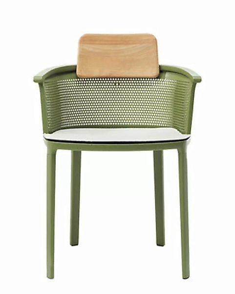 Stapelbarer Sessel Nicolette metall grün / Aluminium & Teakholz - Ethimo - günstig online kaufen