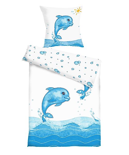 Koru Kids Kinderbettwäsche Wendebettwäsche Delfin, 100%Baumwolle günstig online kaufen
