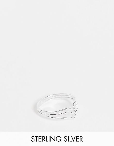 Kingsley Ryan – Ring aus Sterlingsilber mit dreireihigem Design günstig online kaufen