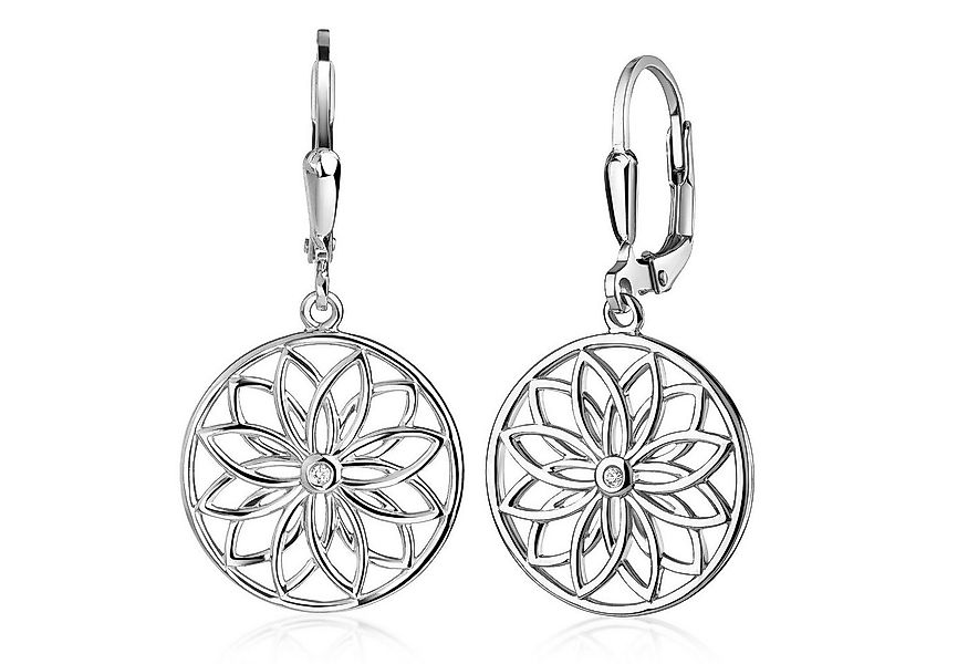Materia Paar Ohrhänger Damen Silber Mandala Blume Zirkonia SO-503, 925 Ster günstig online kaufen