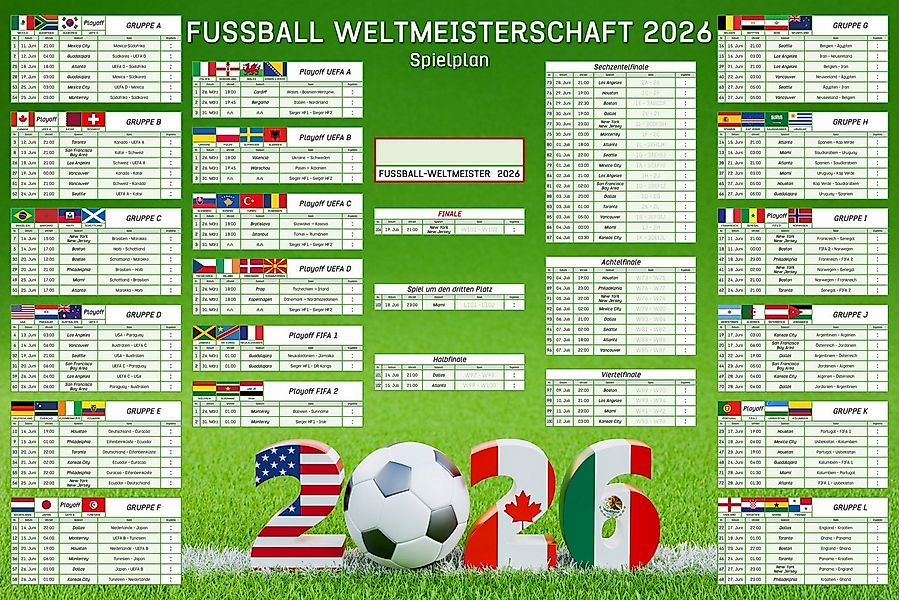 empireposter Poster Fussball WM 2026 Planer mit Playoffs - 61x91,5 cm günstig online kaufen