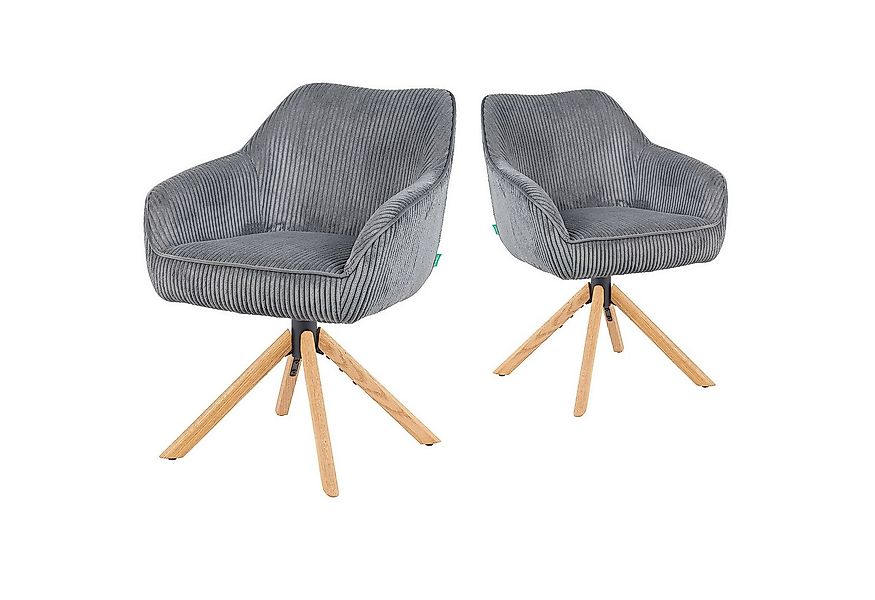 DUBI Möbel Polsterstuhl Mika-Luis, Federkern, Eiche geölt, 360° drehbar, Rü günstig online kaufen