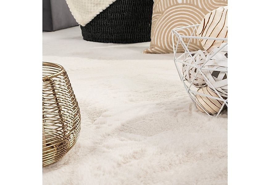 Carpetia Teppich Teppich creme Hasenfell-Optik elegant weich mit feinem Sch günstig online kaufen