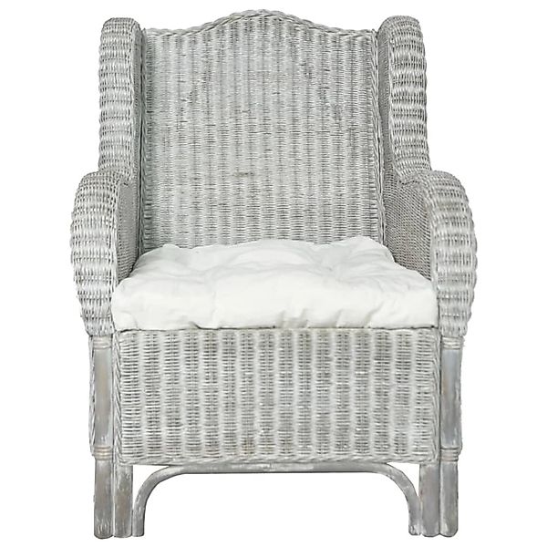 vidaXL Sessel mit Kissen Grau Natur-Rattan und Leinen Modell 1 günstig online kaufen