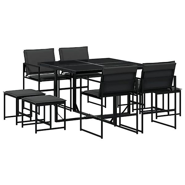 vidaXL 9-Tlg Garten-Essgruppe mit Kissen Schwarz Textilene 3295083 günstig online kaufen