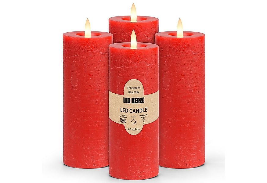 matches21 HOME & HOBBY Tafelkerze LED Stumpenkerzen 4er Set Wachs, Flackern günstig online kaufen