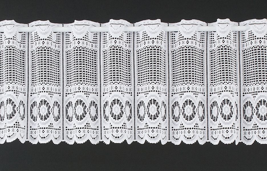 Gardinen Kranzusch Scheibengardine Jacquard gebogt Abschluss (1 St), Stange günstig online kaufen