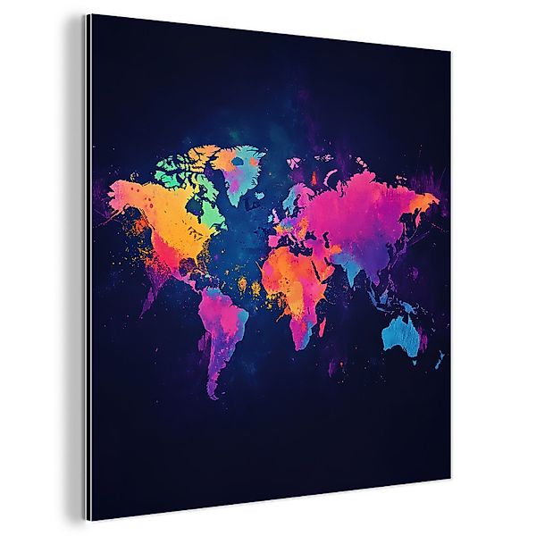 MuchoWow Metallbild Weltkarte - Bunt - günstig online kaufen