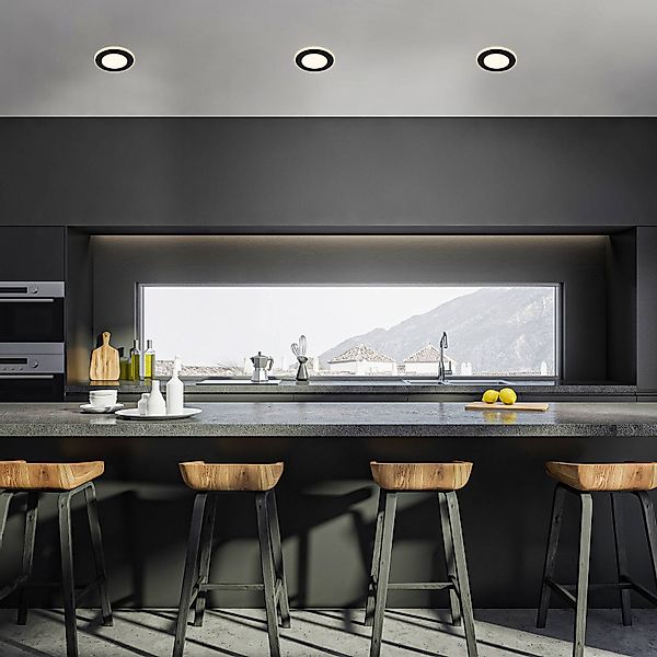 LED-Einbauleuchte Gima, schwarz, 3.000 K, 3er-Set günstig online kaufen