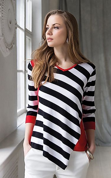 Passioni Strickpullover mit diagonalen Streifen mit günstig online kaufen