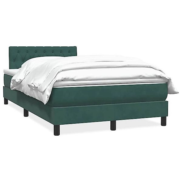 vidaXL Boxspringbett, Boxspringbett mit Matratze Dunkelgrün 120x210 cm Samt günstig online kaufen