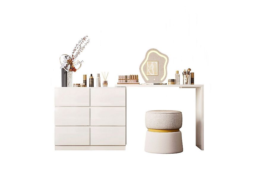 TWSOUL Schminktisch Drehbarer Schminktisch mit 6 Schubladen in Weiß, Multif günstig online kaufen