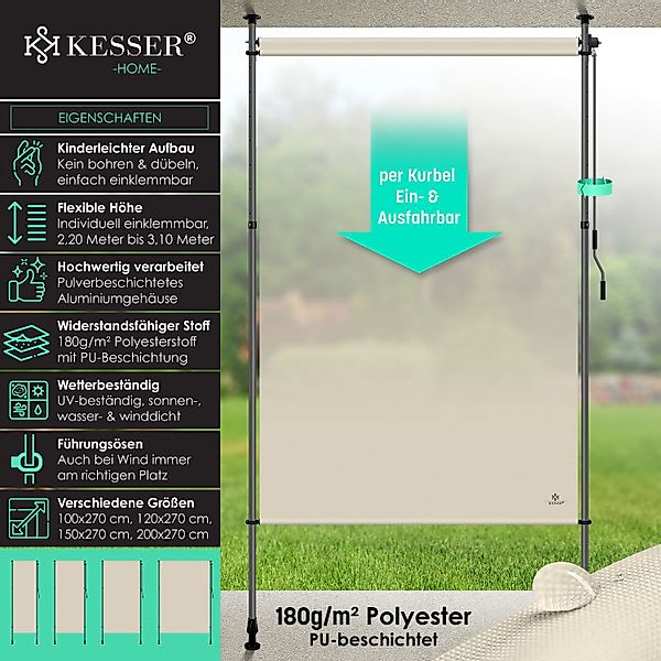 KESSER Senkrechtmarkise Klemmmarkise Ausziehbar Blickdicht Vertikal günstig online kaufen