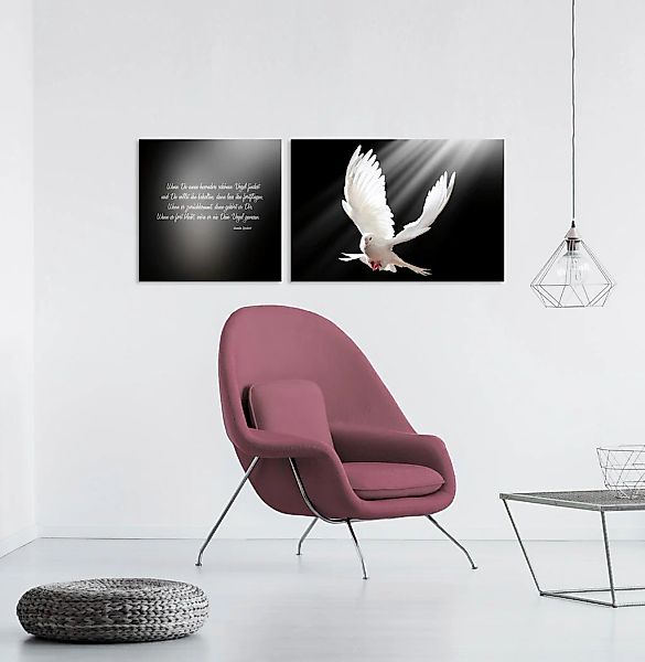 queence Leinwandbild "Friedenstaube", Vogelbilder-Vögel-Kunst-Modern-Spa-Sp günstig online kaufen