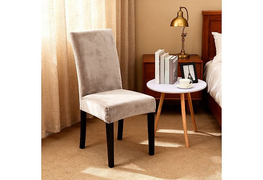 MODFU Stuhlhusse Samt Stuhlhussen 4er-Set Stuhlüberzug elastisch Esszimmer günstig online kaufen