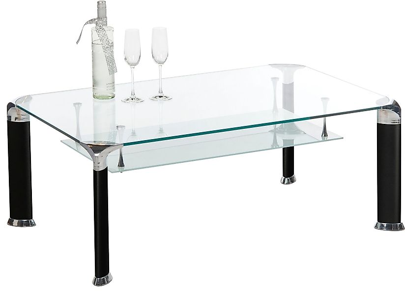 PREISBRECHER Wohnzimmertisch Alberto, in Glas/schwarz, Glas/Metall günstig online kaufen