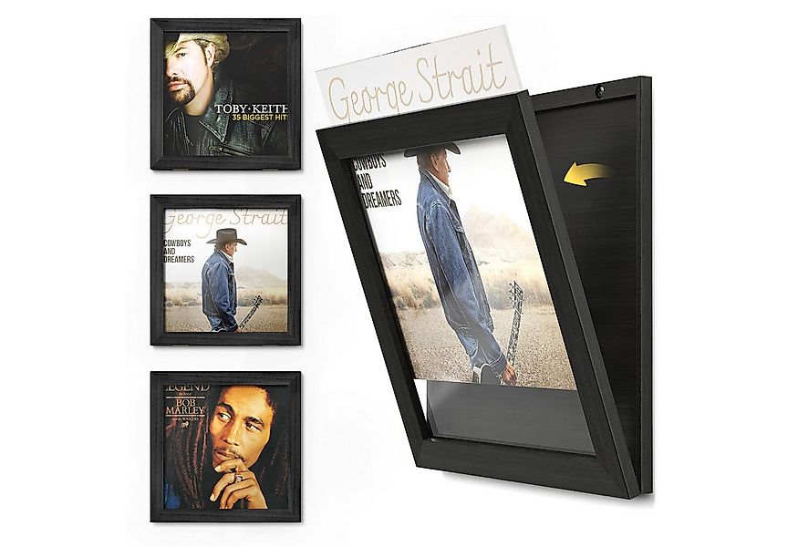 Emfogoo Bilderrahmen Schallplatten Rahmen Frontöffnung, 3er Pack Vinyl Wand günstig online kaufen