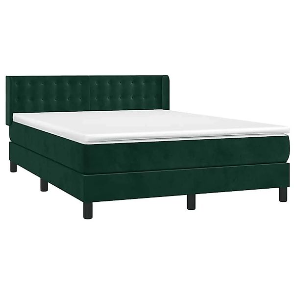 vidaXL Boxspringbett mit Matratze Dunkelgrün 140x200 cm Samt 3131204 günstig online kaufen