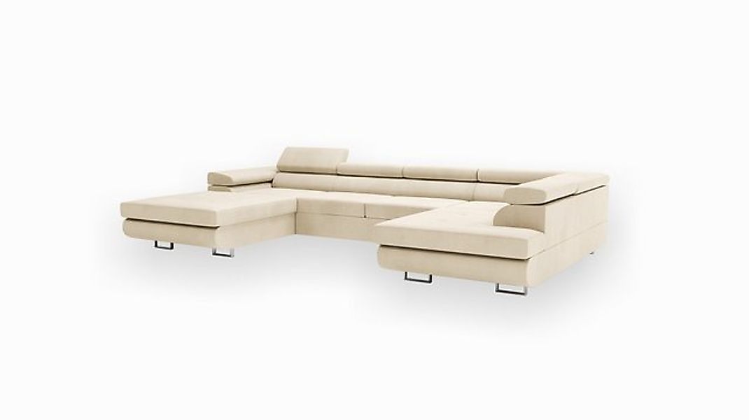Goldstoff Wohnlandschaft mit Schlaffunktion, Couch für günstig online kaufen