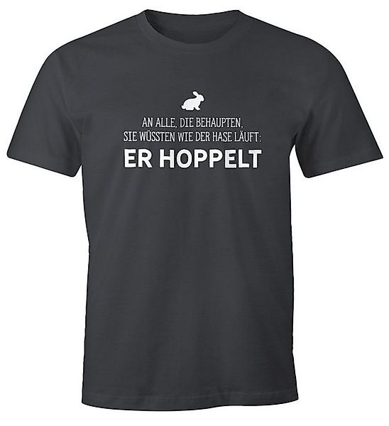 MoonWorks Print-Shirt Herren T-Shirt Spruch an alle die wissen wie der Hase günstig online kaufen