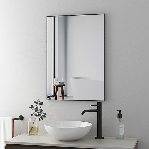 Boromal Badspiegel Wandspiegel Spiegel Schwarz 100x60 günstig online kaufen