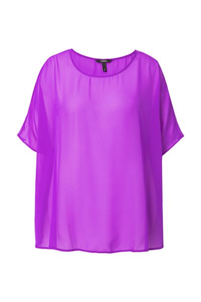 Ulla Popken Druckbluse Chiffonbluse Oversized Rundhals günstig online kaufen