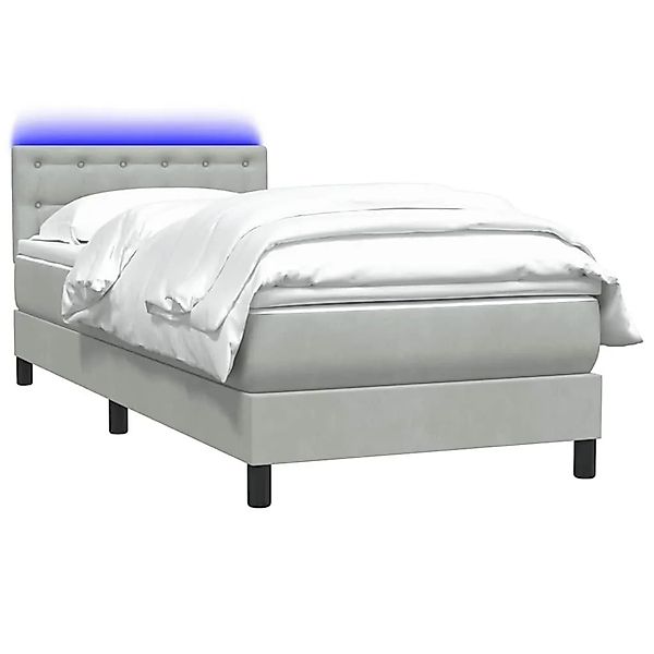 vidaXL Boxspringbett mit Matratze & LED Hellgrau 80x220 cm Samt 3317289 günstig online kaufen