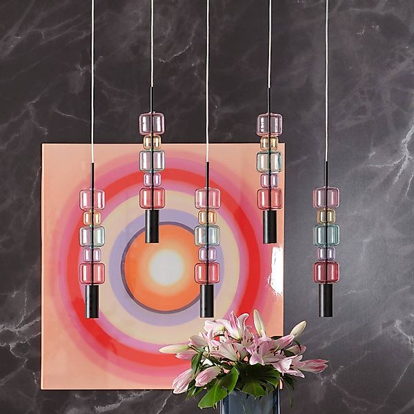 KARE Hängeleuchte Candy Bar Colore, Glas, 5-flg., GU10 günstig online kaufen