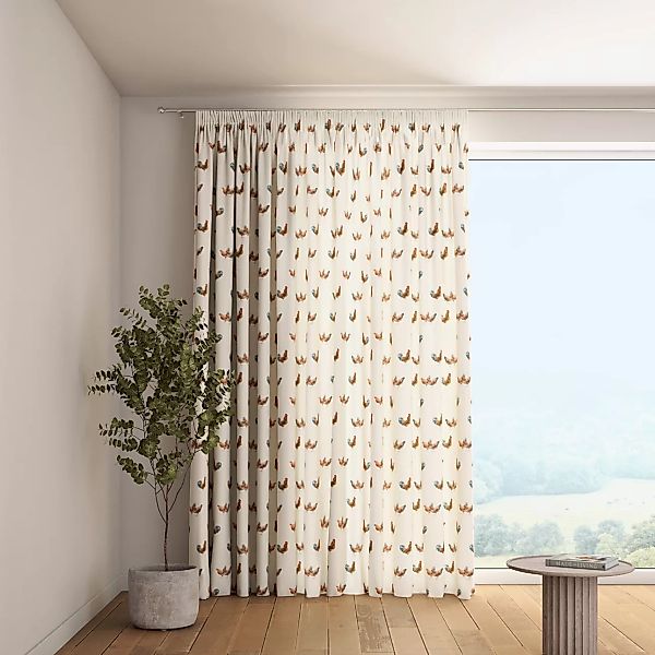 Vorhang mit Kräuselband, braun-creme, Flowers (141-80) günstig online kaufen