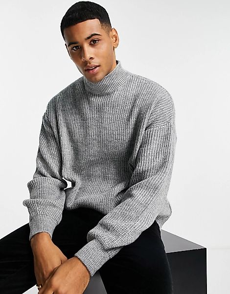 ASOS DESIGN – Pullover aus weichem Rippenstrick in Grau, Kombiteil günstig online kaufen