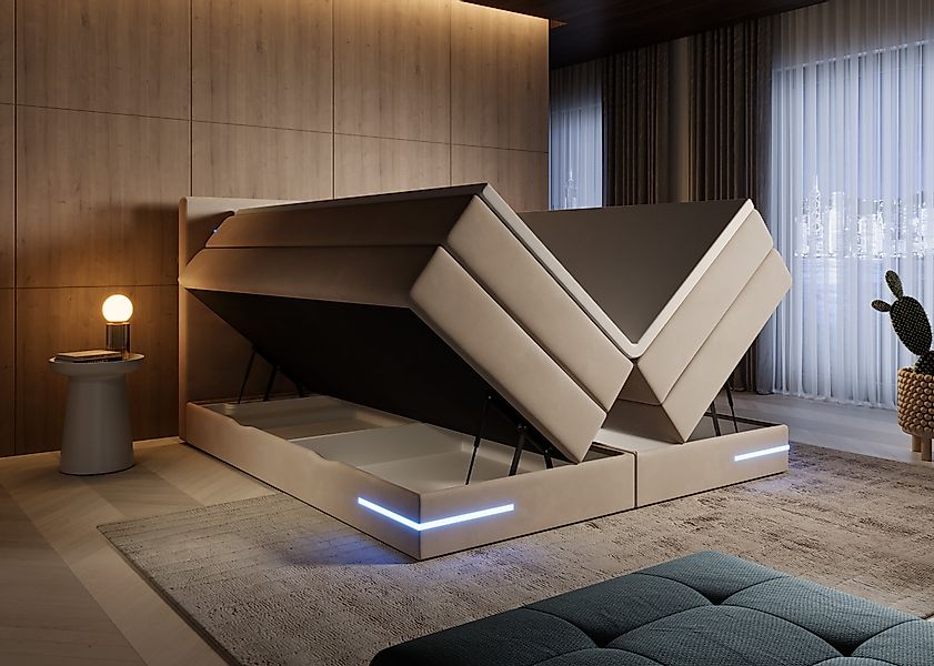 wonello Boxspringbett Detroit, Samt Bett mit günstig online kaufen