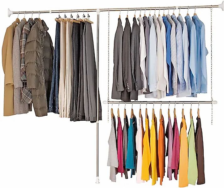 WENKO Teleskopregal »Garderobe«, (Set, 3 St.), flexibles Kleiderstangensyst günstig online kaufen