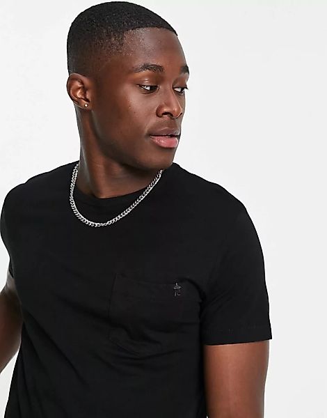French Connection – T-Shirt mit Brusttasche in Schwarz günstig online kaufen