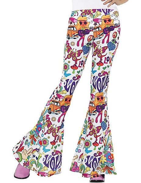 Smiffys Kostüm Auffällige Hippie-Schlaghose 60er-Hose weiss-bunt günstig online kaufen