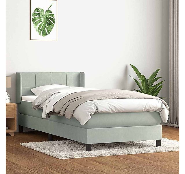 vidaXL Boxspringbett, Boxspringbett mit Matratze Hellgrau 90x210 cm Samt günstig online kaufen