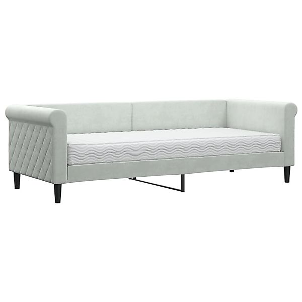 vidaXL Bett, Tagesbett mit Matratze Hellgrau 80x200 cm Samt günstig online kaufen