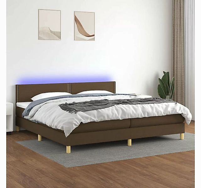 vidaXL Boxspringbett Boxspringbett mit Matratze LED Dunkelbraun 200x200 cm günstig online kaufen