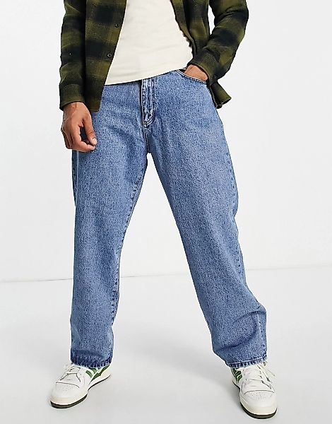 Pull&Bear – Baggy-Jeans im 90er-Stil in Blau günstig online kaufen