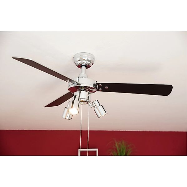 AIRERYDER Deckenventilator Cyrus Chrom 107 cm mit Beleuchtung und Zugschnür günstig online kaufen