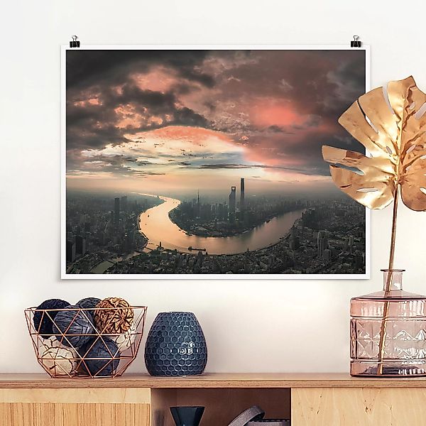 Poster Architektur & Skyline - Querformat Shanghai am Morgen günstig online kaufen