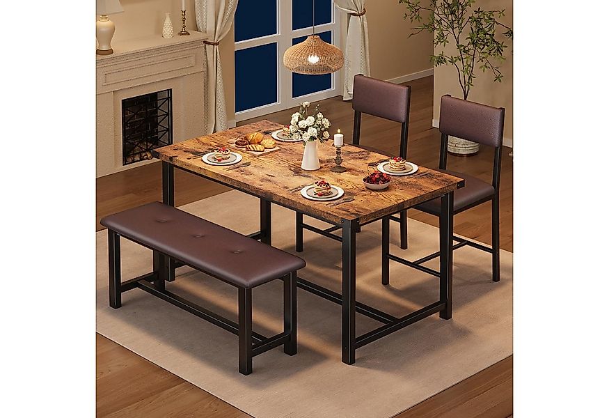 GarveeMore Essgruppe für 4,Esstisch mit 2 gepolsterten Stühlen und Bank, Ho günstig online kaufen