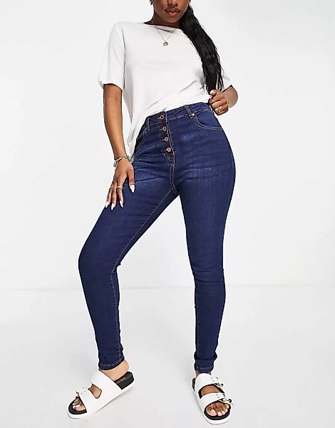 Parisian – Enge Jeans mit Knopfverschluss-Blau günstig online kaufen